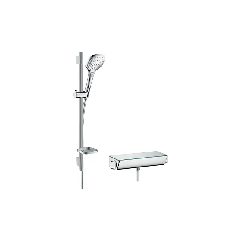 Ensemble douche HANSGROHE Raindance Select E 120 3 jets + mitigeur thermostatique Ecostat Select + Barre 65 cm