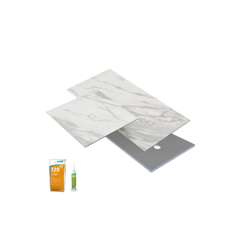 Pack receveur de douche à carreler WEDI Fundo Primo avec revêtement top marbre