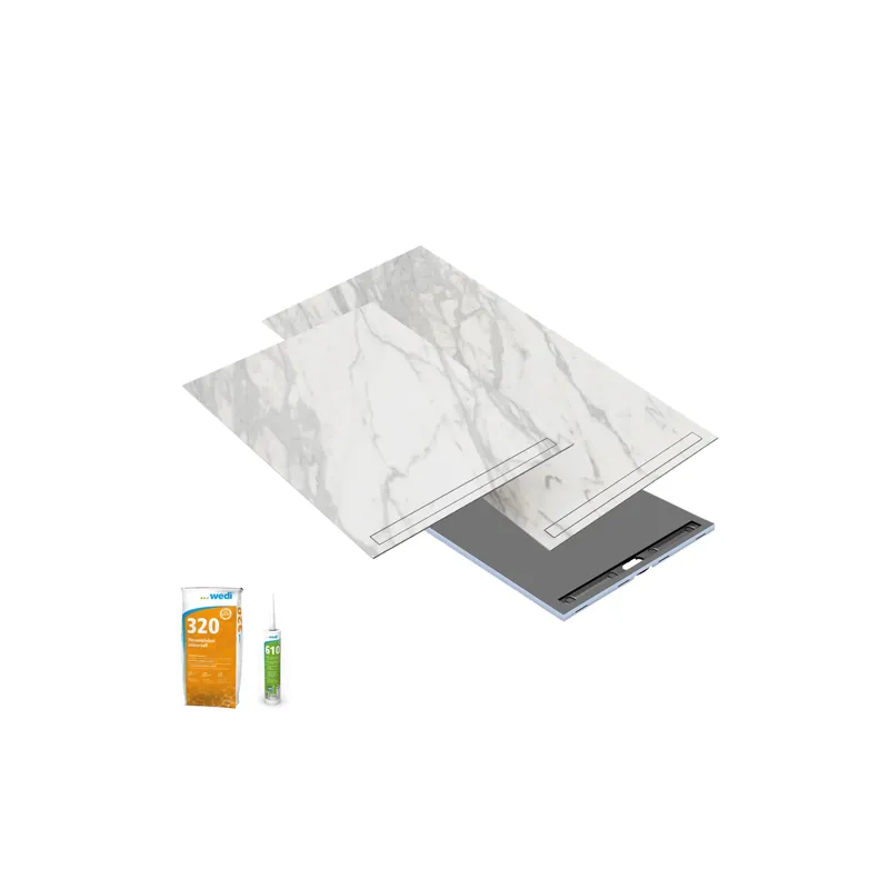 Pack receveur de douche à carreler WEDI Fundo Riolito Neo + revêtement top marbre