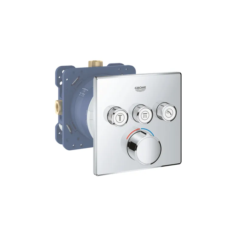 Façade robinet encastré thermostatique 3 sorties GROHE Grohtherm