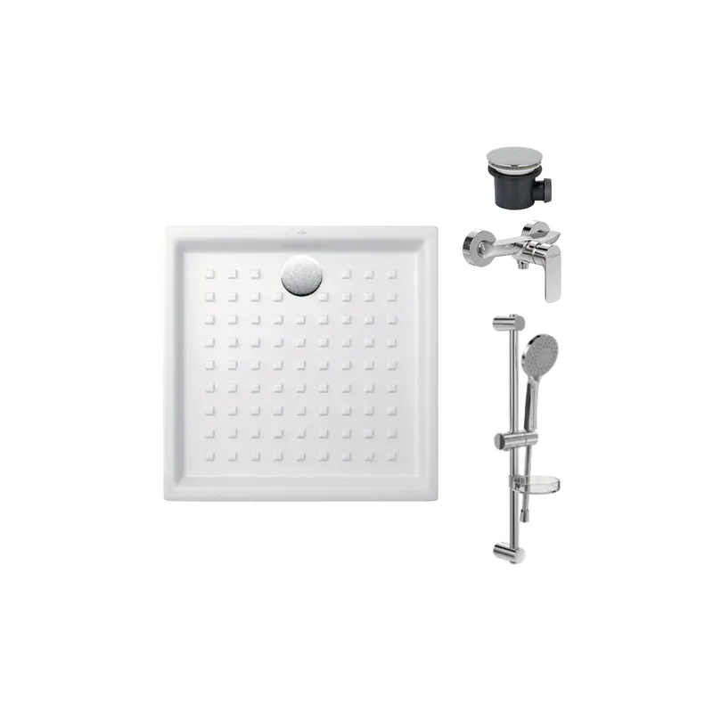 Pack receveur VILLEROY ET BOCH O.Novo céramique avec bonde D90 et robinetterie
