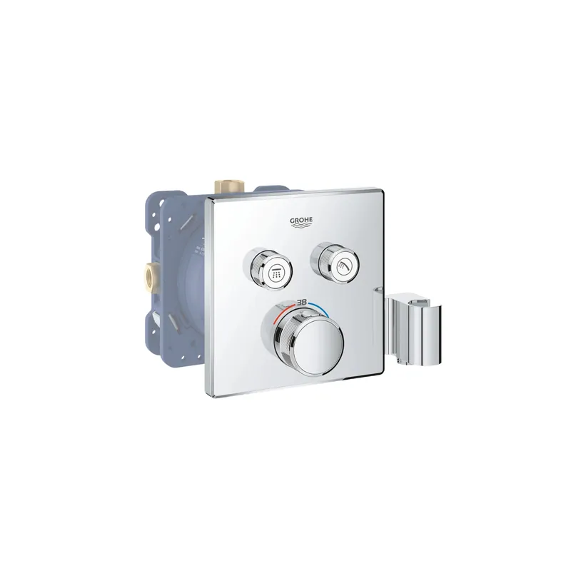 Façade robinet encastré thermostatique 2 sorties GROHE Grohtherm SmartControl avec support douchette