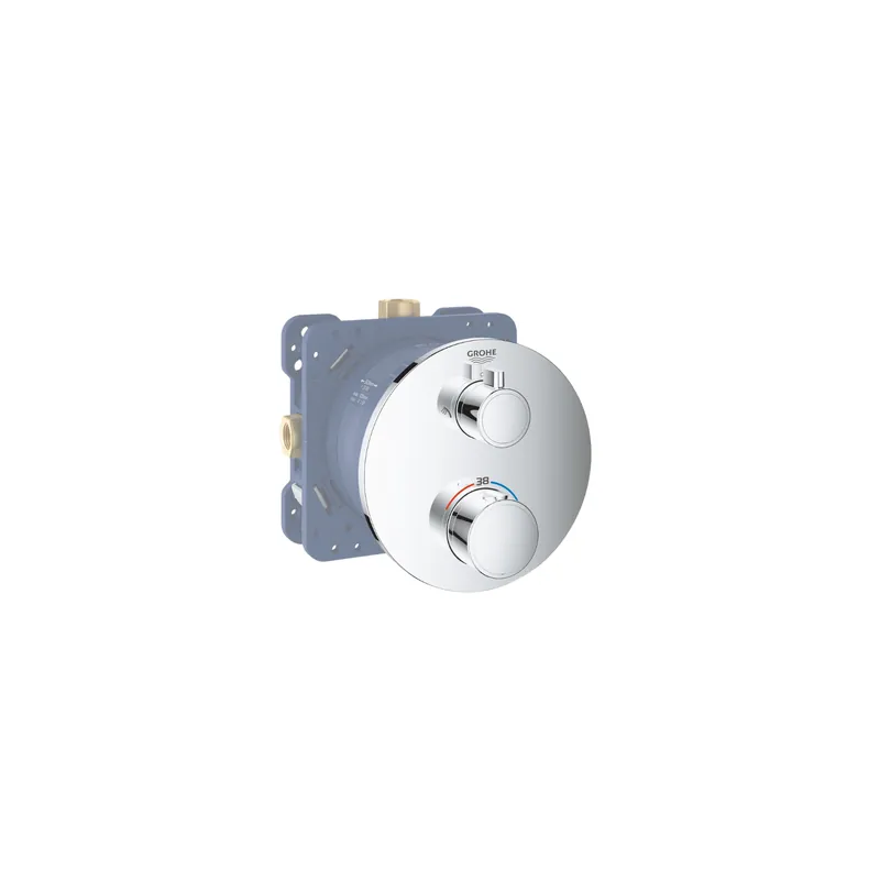 Façade robinet encastré thermostatique 2 sorties GROHE Grohtherm rond