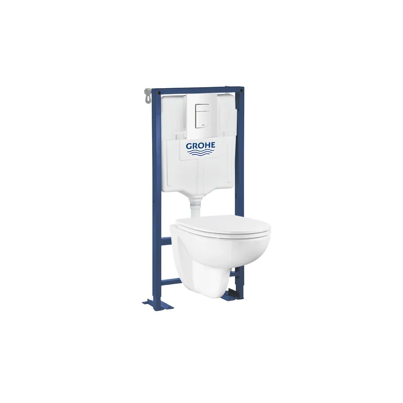 Pack WC suspendu sans bride GROHE Bau Ceramic + bâti support + plaque