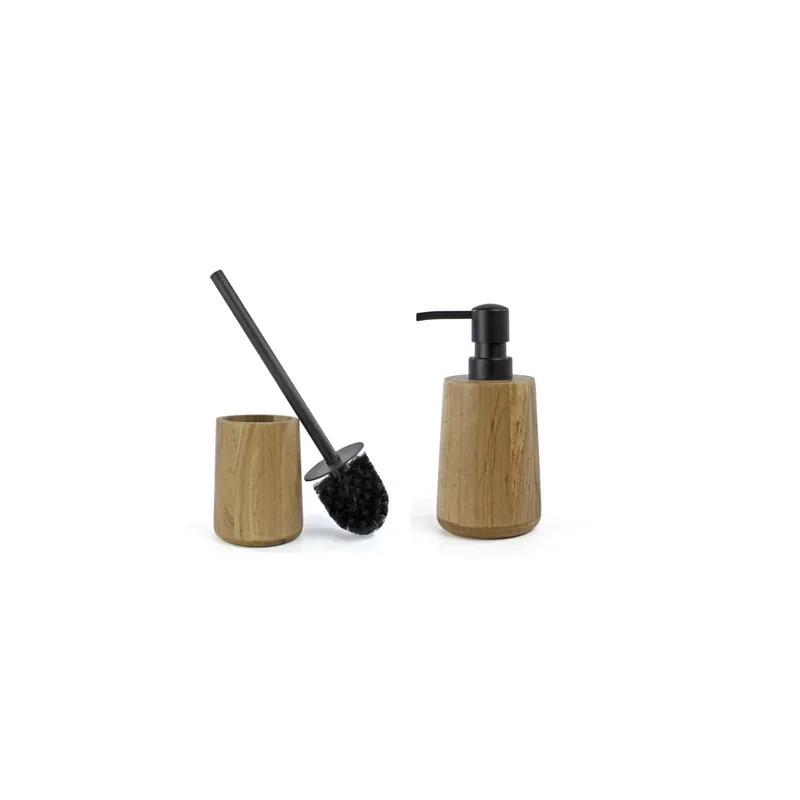 Lot d‘accessoires WC DEBLANCH OAK brosse wc bois + distributeur bois