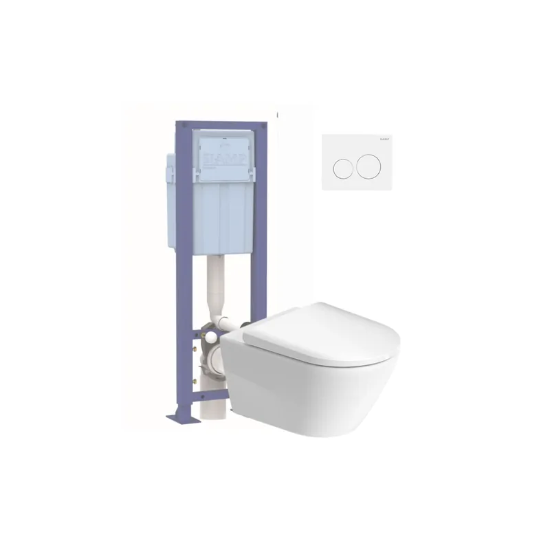 Pack WC suspendu sans bride DURAVIT D-Neo + bâti support SIAMP + plaque