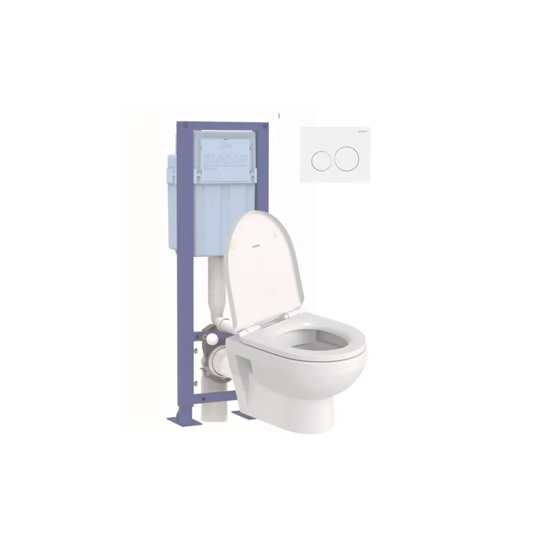 Pack WC suspendu compact sans bride DURAVIT Duravit No.1 + bâti support SIAMP + plaque