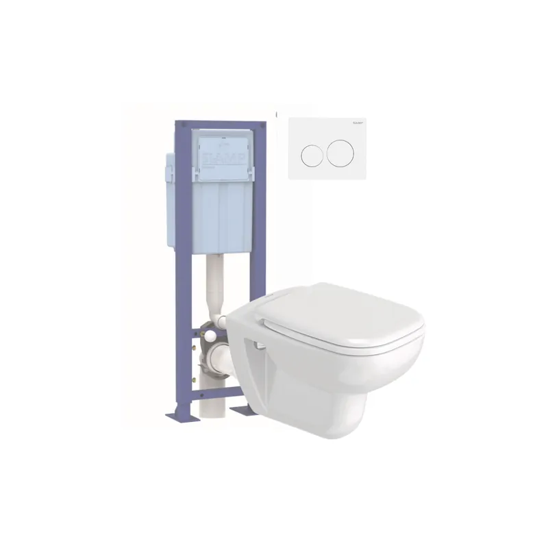 Pack WC suspendu sans bride DURAVIT D-code + bâti support SIAMP + plaque