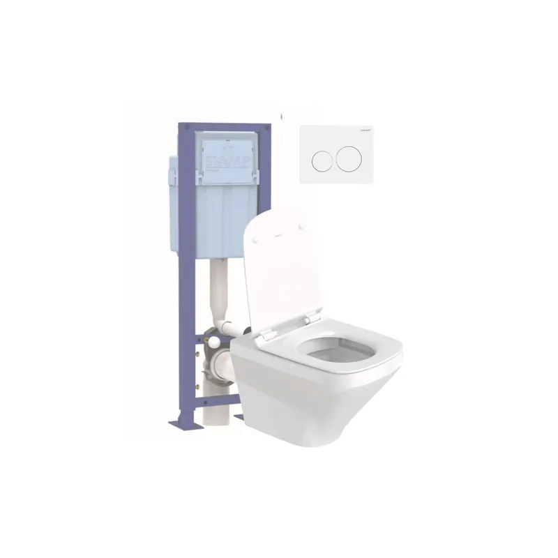 Pack WC suspendu sans bride DURAVIT Durastyle + bâti support SIAMP + plaque