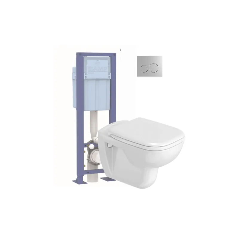 Pack WC suspendu DURAVIT D-code avec abattant + bati support SIAMP + Plaque de commande