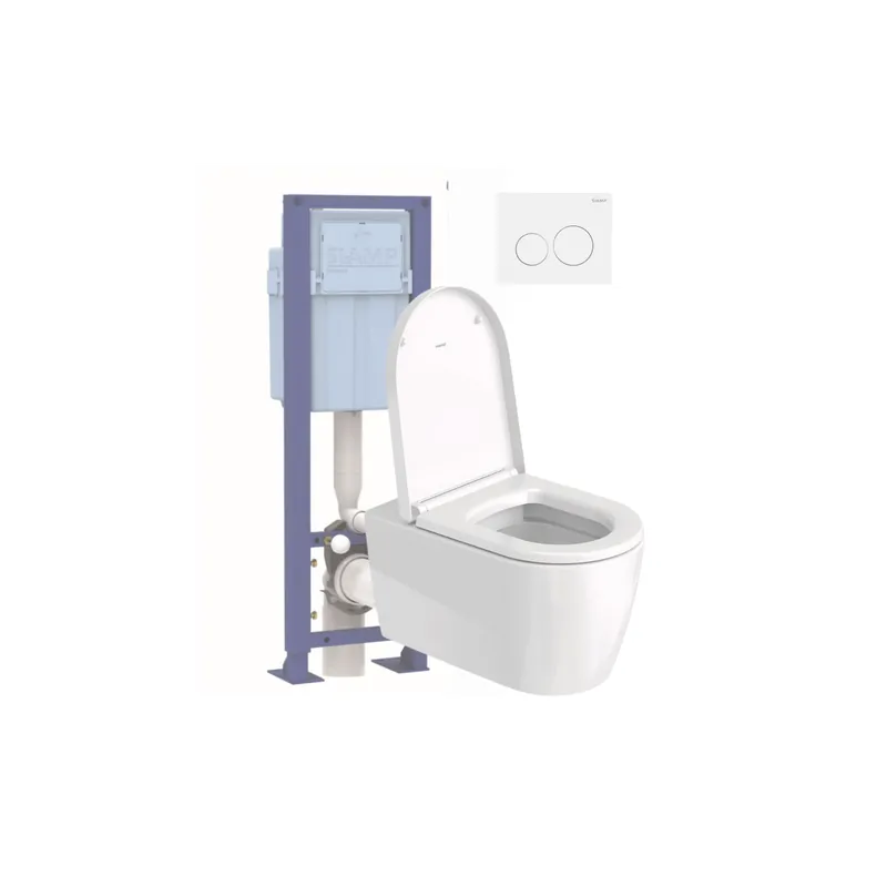 Pack WC suspendu sans bride DURAVIT Me by Starck + bâti support SIAMP + plaque