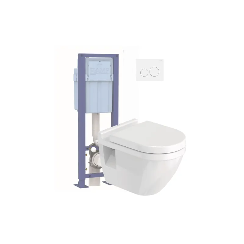 Pack WC suspendu DURAVIT Starck 3 avec abattant frein de chute + bati support SIAMP + Plaque de commande