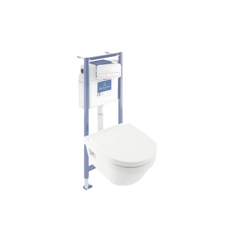 Pack WC sans bride VILLEROY ET BOCH Architectura + bâti support sol et mur Viconnect PRO + plaque