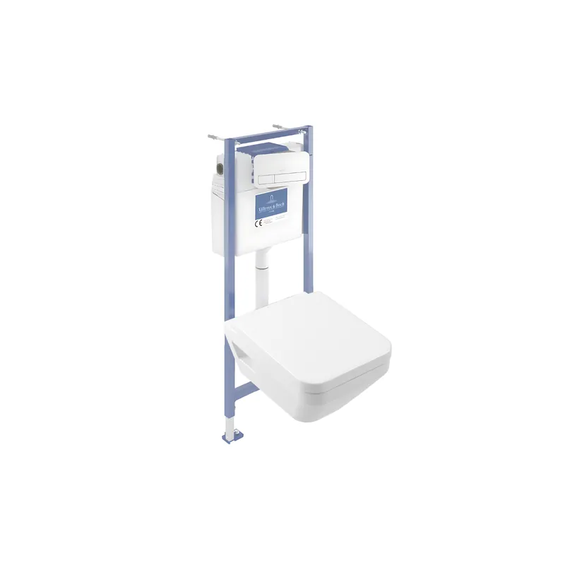 Pack WC suspendu sans bride VILLEROY ET BOCH Architectura Twistflush [e³] rectangle + bâti-support sol et mur + plaque