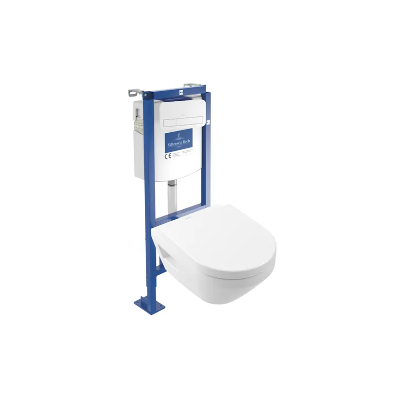Pack WC suspendu sans bride VILLEROY ET BOCH Architectura Twistflush [e³] rond + bâti-support autoportant + plaque