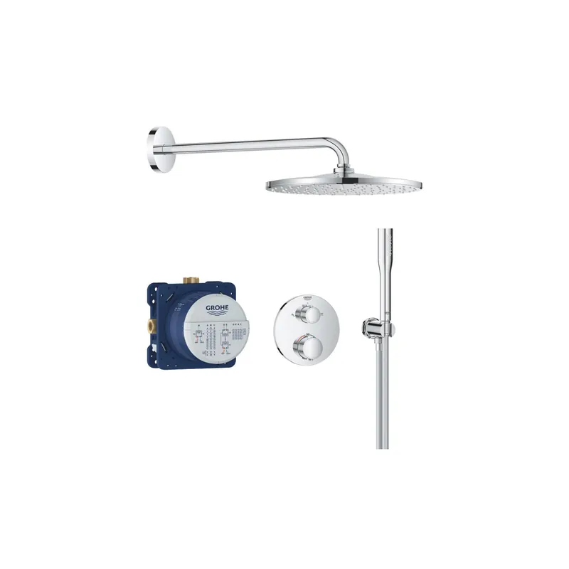 Colonne de douche encastrée thermostatique GROHE Rain Mono Chromé