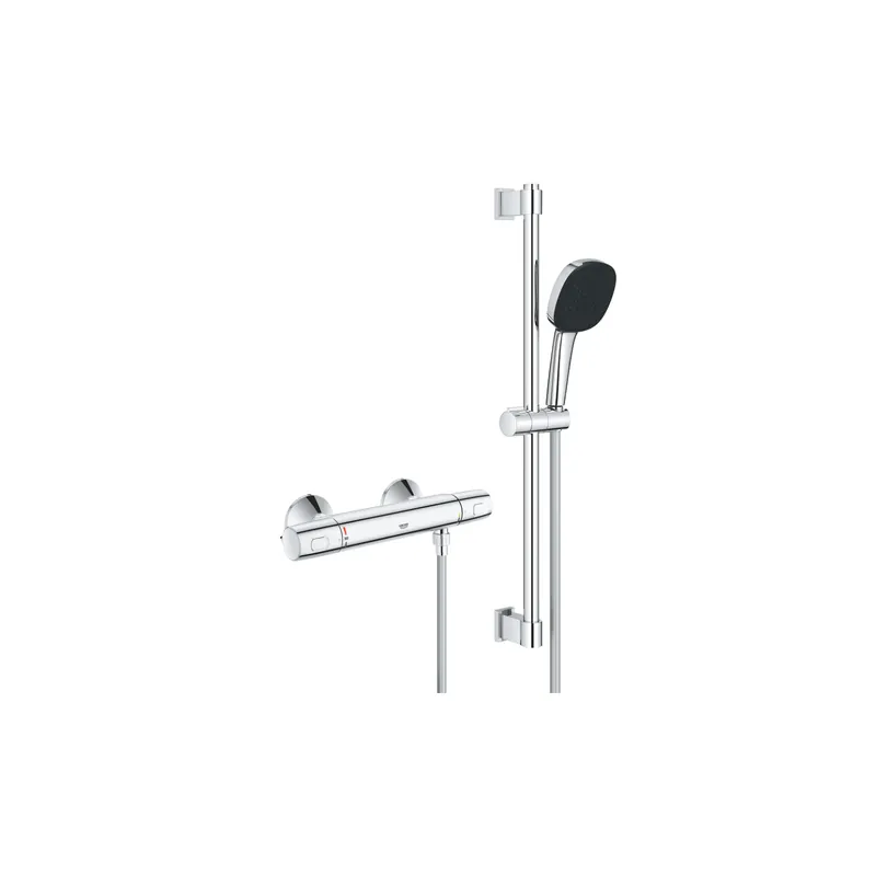 Ensemble de douche GROHE Precision Trend + mitigeur thermostatique avec barre 3 jets Chromé