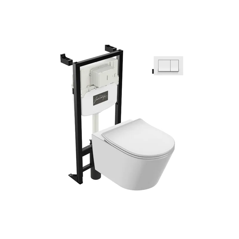 Pack WC suspendu sans bride JACOB DELAFON Bastille + bâti support + plaque de commande