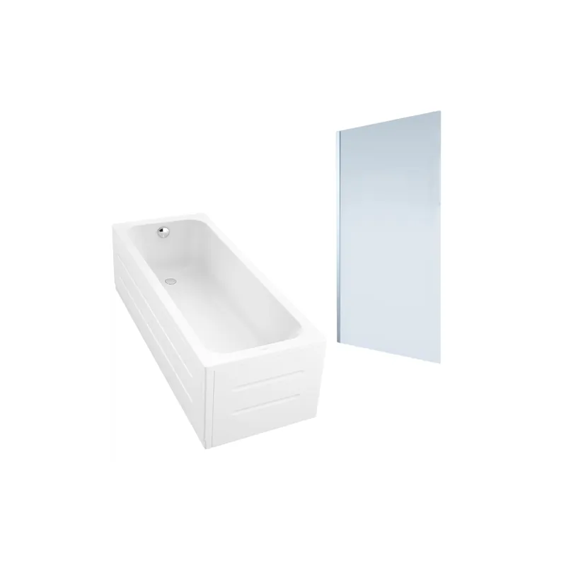 Baignoire droite DURAVIT D-Code + Pare bain AURYS Mist 1 chromé