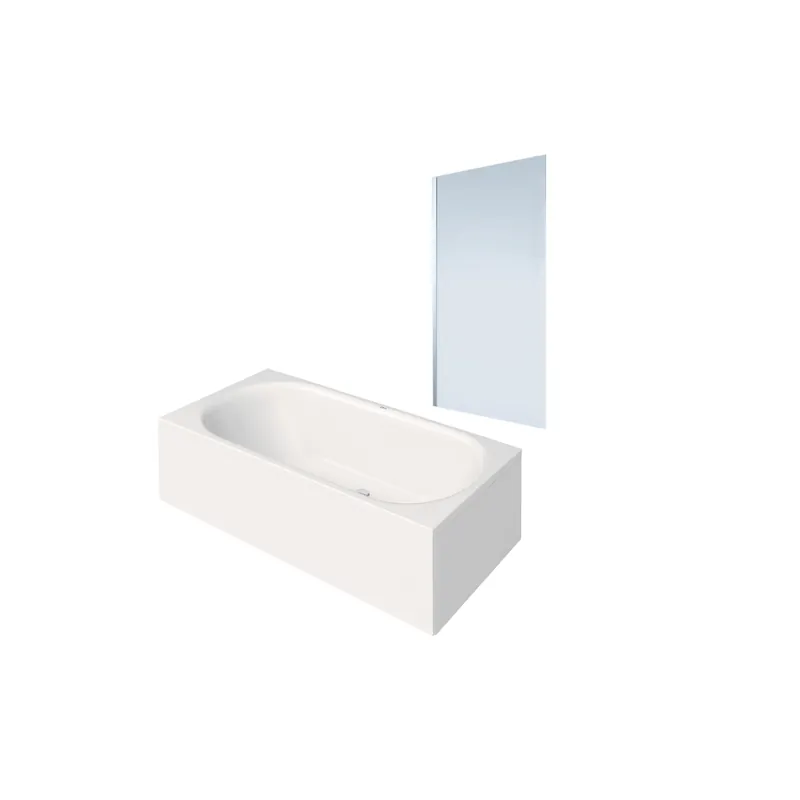 Baignoire droite DURAVIT D-Neo vidage centré + Pare bain AURYS Mist 1 chromé