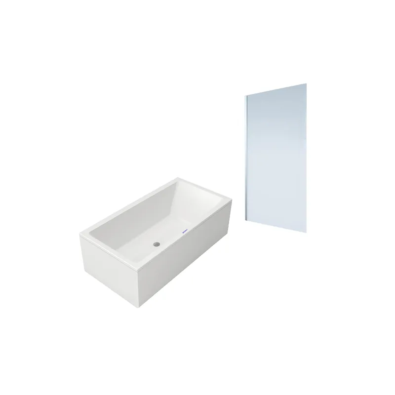 Baignoire droite DURAVIT No.1 deux dossiers 180x80 + Pare bain AURYS Mist 1 chromé
