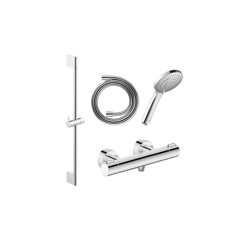 Pack mitigeur douche thermostatique DURAVIT 1000 + Barre 70 cm + Pommeau 3 jets + Flexible 160 cm