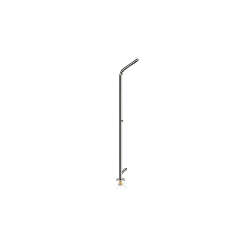 Colonne de douche extérieure temporisée CRISTINA ONDYNA Inox 316 avec lave-pieds en inox + Corps d‘encastrement