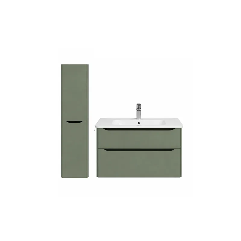 Meuble vasque suspendu VitrA Sento Round Vert mat + Colonne