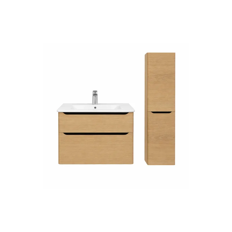 Meuble vasque suspendu VitrA Sento Round Chêne naturel doré + colonne