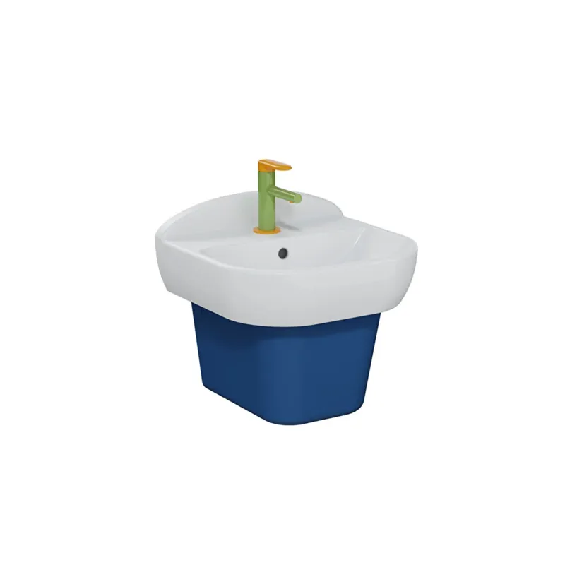 Lavabo pour enfant VitrA Sento Kids 45 cm + cache siphon + Mitigeur lavabo jaune et vert