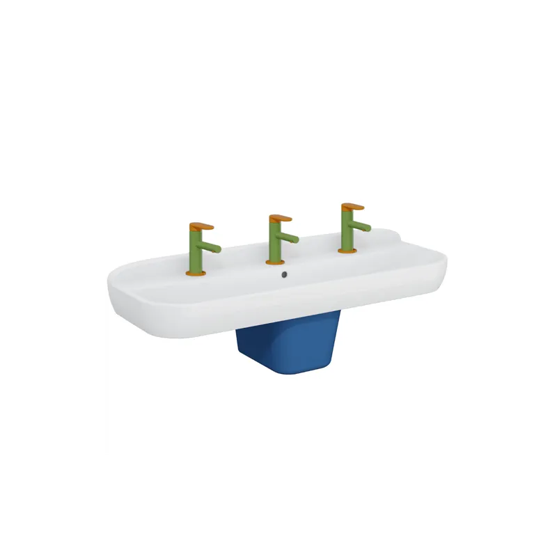 Lavabo pour enfant VitrA Sento Kids 125 cm + cache siphon + Mitigeur lavabo VitrA Sento Kids jaune et vert