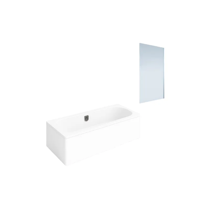 Baignoire droite VILLEROY ET BOCH Oberon 2.0 quaryl + Pare-bain AURYS Mist 1 chromé