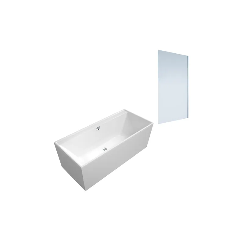 Baignoire droite VILLEROY ET BOCH Collaro + Pare-bain AURYS Mist 1 chromé