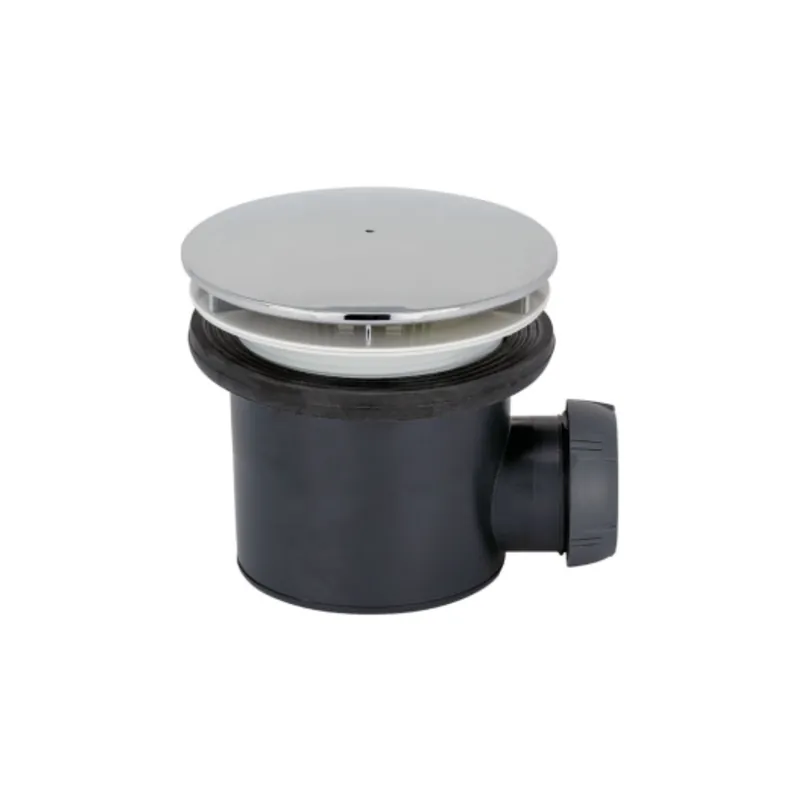 Bonde de receveur de douche sortie horizontale WIRQUIN Tourbillon D90 dôme chromé