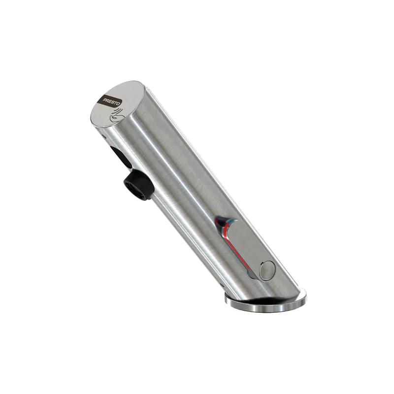 Mitigeur infrarouge sur plage avec robinet d‘arrêt pour lavabo PRESTO Linea inox brossé