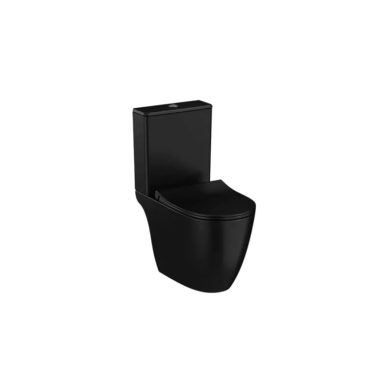 WC à poser compact sans bride VitrA Sento noir mat + abattant frein de chute