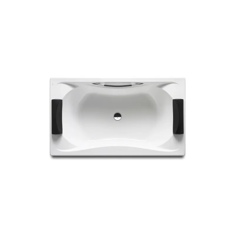Baignoire droite ROCA Becool 180 x 90 vidage centré acrylique blanc brillant avec 2 appuie-têtes