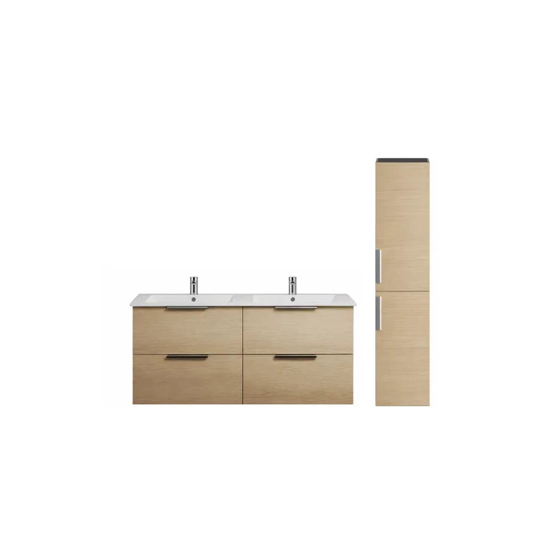 Pack meuble double vasque 120 cm BURGBAD Olena + colonne