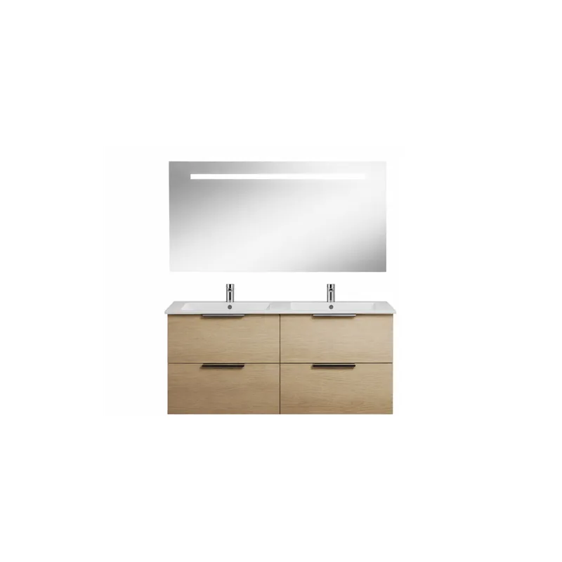 Pack meuble double vasque 120 cm BURGBAD Olena + miroir