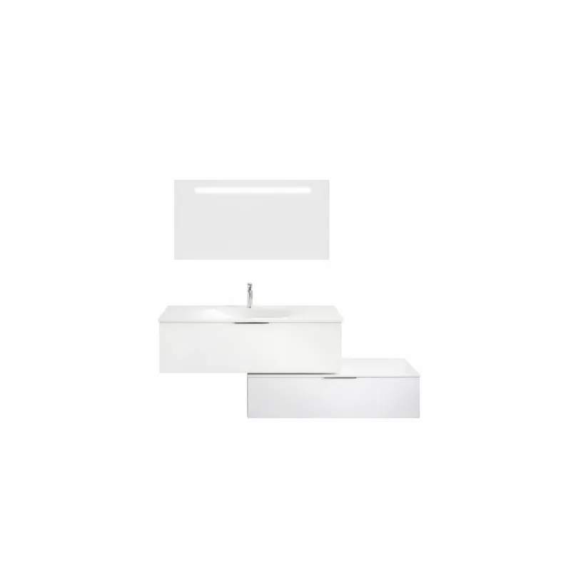 Pack meuble vasque BURGBAD Olena décalé + miroir