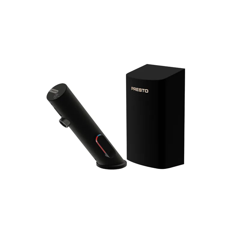 Pack mitigeur infrarouge avec robinet d‘arrêt + Sèche-main PRESTO Linea Noir mat