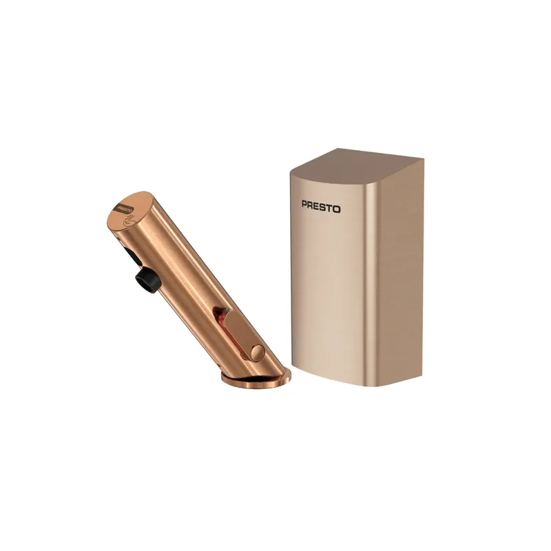 Pack mitigeur infrarouge avec robinet d‘arrêt + Sèche-main PRESTO Linea Cuivre brossé