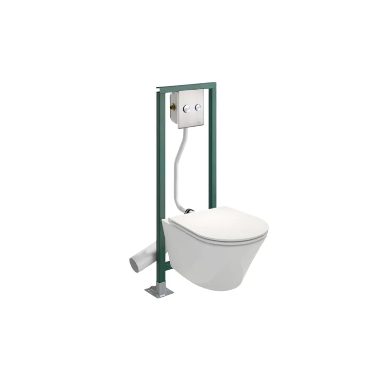 Pack WC suspendu sans bride JACOB DELAFON Rodin+ + Abattant frein de chute + Bâti-support autoportant PRESTO + Plaque chromée