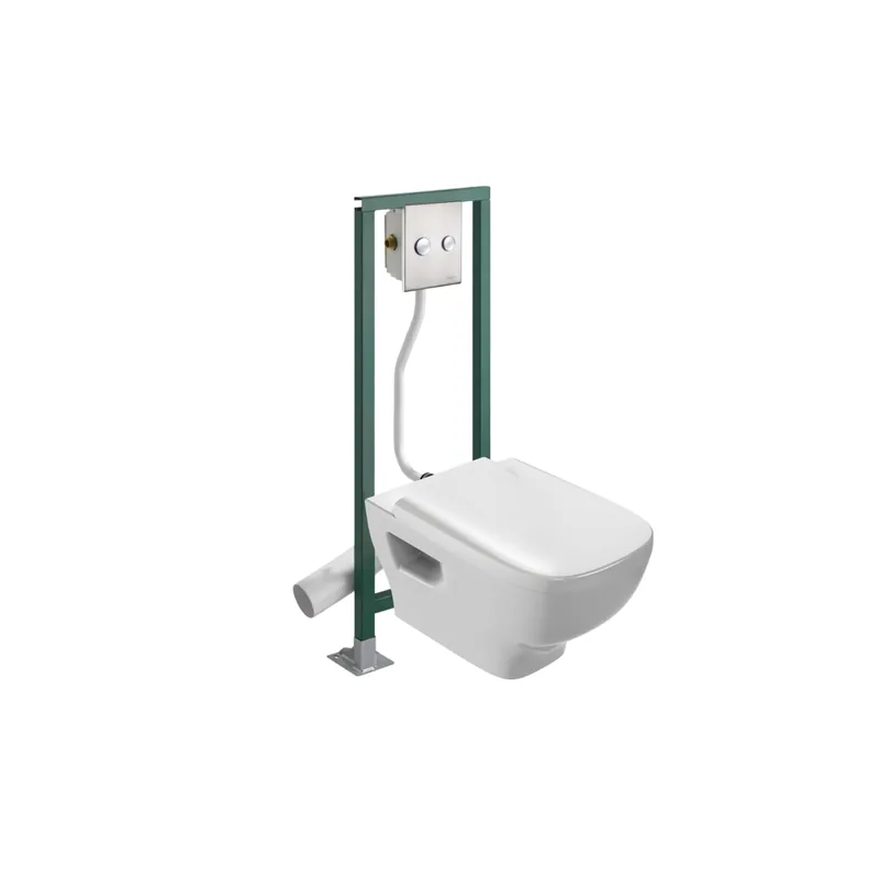 Pack WC suspendu sans bride JACOB DELAFON Struktura + Abattant + Bâti-support autoportant PRESTO + Plaque chromée