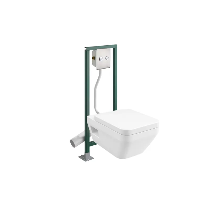Pack WC suspendu sans bride VILLEROY & BOCH Architectura Twistflush rectangle + Abattant + Bâti-support autoportant PRESTO + Plaque