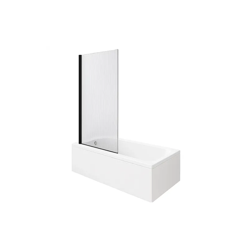 Baignoire droite DURAVIT D-Code vidage centré + Pare bain AURYS Raywall noir mat