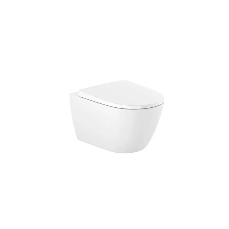 Cuvette WC suspendu sans bride ROCA Ona Vortexflush blanc avec abattant frein de chute