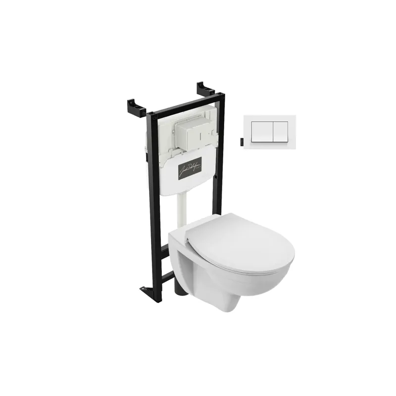 Pack cuvette WC suspendu sans bride JACOB DELAFON Patio avec abattant + bâti support + plaque