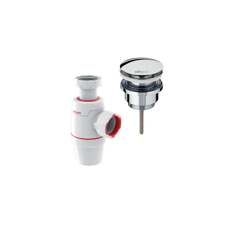 Bonde lavabo universelle vis centrale WIRQUIN Quick clac + Siphon lavabo D32 WIRQUIN Neo