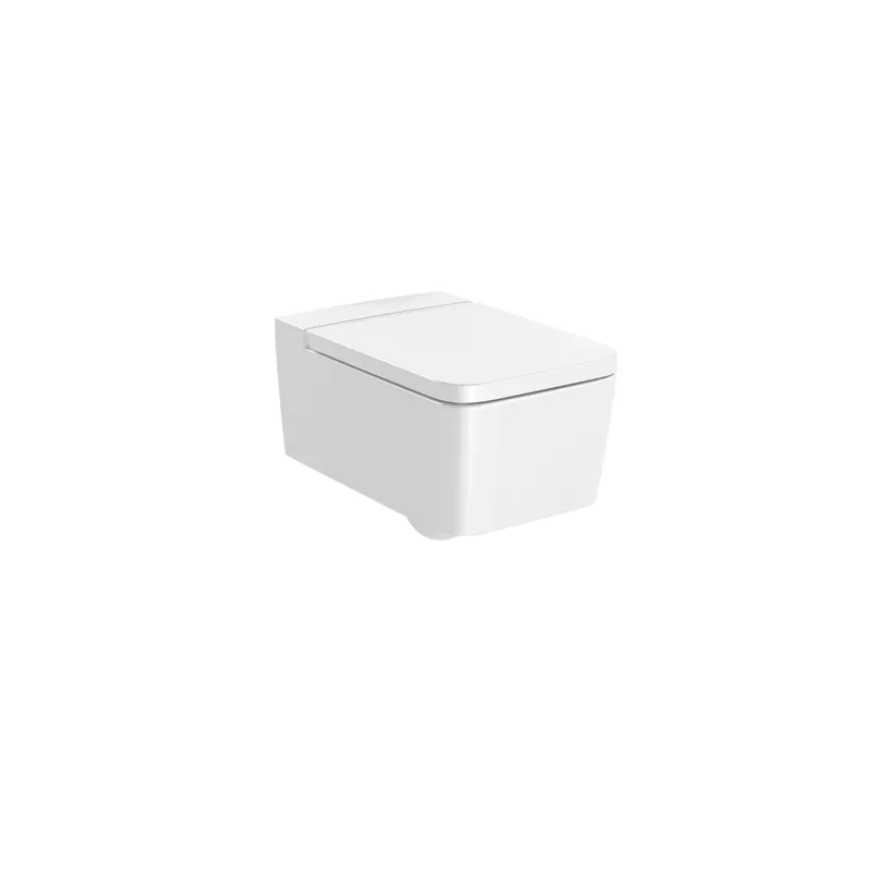 Cuvette WC suspendu sans bride ROCA Inspira Square blanc brillant avec abattant frein de chute